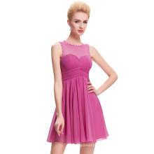 Starzz ärmellos sehen durch hinten Deep Pink kurzes Chiffon Cocktailkleid 2017 ST000069-1